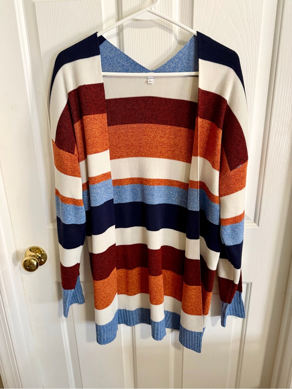Striped Open-Front Cardigan Sweater